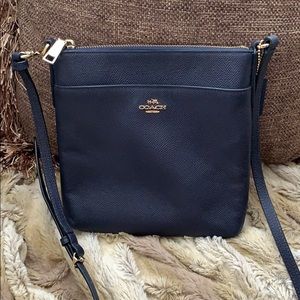 Coach Navy Blue Crossbody with Gold Hardware